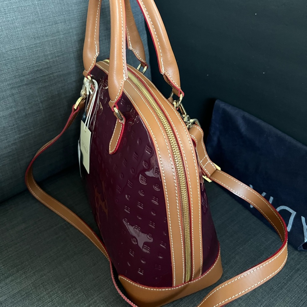 NWT ARCADIA PATENT LEATHER SATCHEL HANDBAG PURSE - Picture 4 of 11